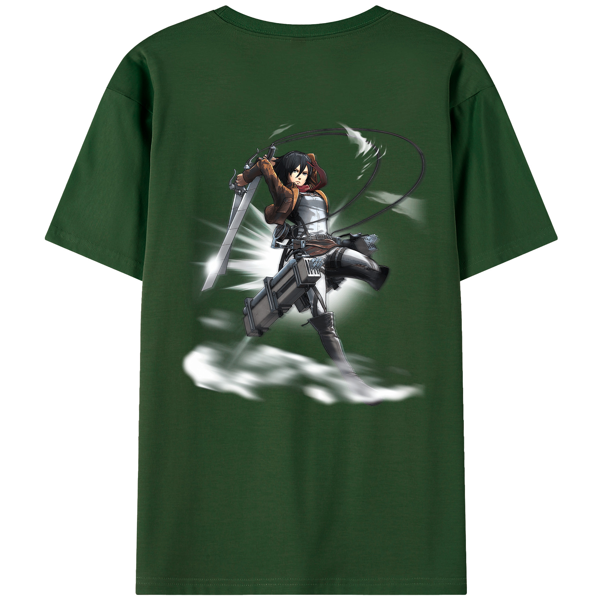 （画像用） 進撃の巨人 ミカサ·アッカーマン Attack on Titan Mikasa Ackerman 綿100％半袖Tシャツ（背面プリント）
